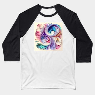 A Colorful Psychedelic Fractal Pattern Baseball T-Shirt